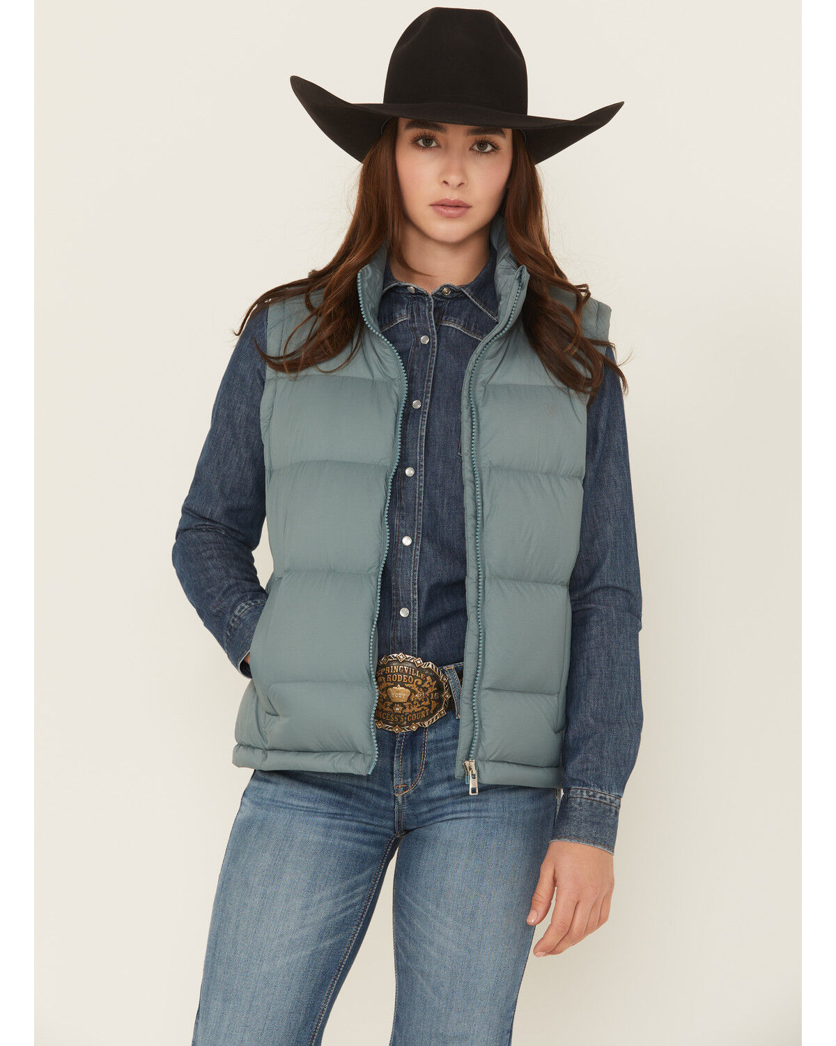 Image #2 - Ariat Women's Ultradown Puff Vest, Green, hi-res