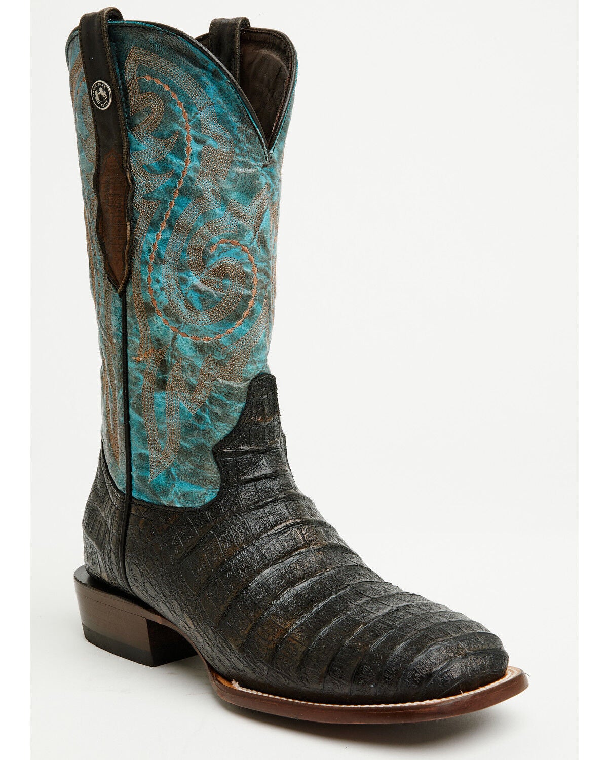 Tanner Mark Men's Caiman Print Western Boots - Broad Square Toe, Black, hi-res