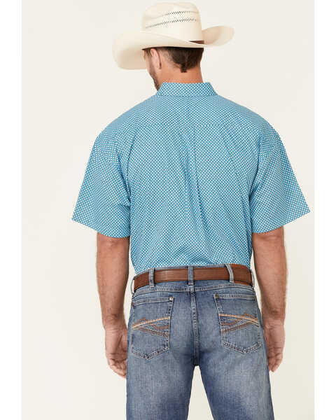 Image #4 - Panhandle Select Men's Turquoise Small Geo Print Short Sleeve Button-Down Western Shirt , , hi-res