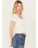 Trixxi Women's Cropped Jaquard Top, Ivory, hi-res