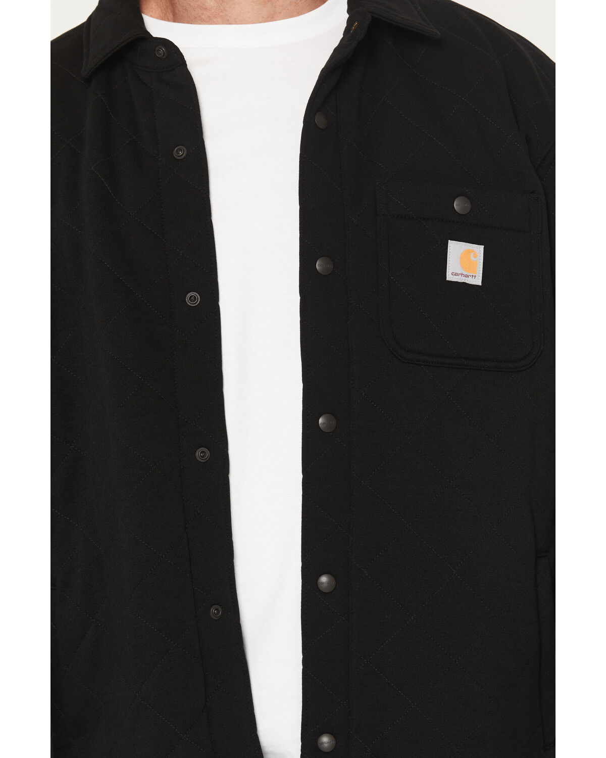 Image #3 - Carhartt Men's Rain Defender® Loose Fit Heavyweight Quilted Snap Front Shirt Jacket, Black, hi-res