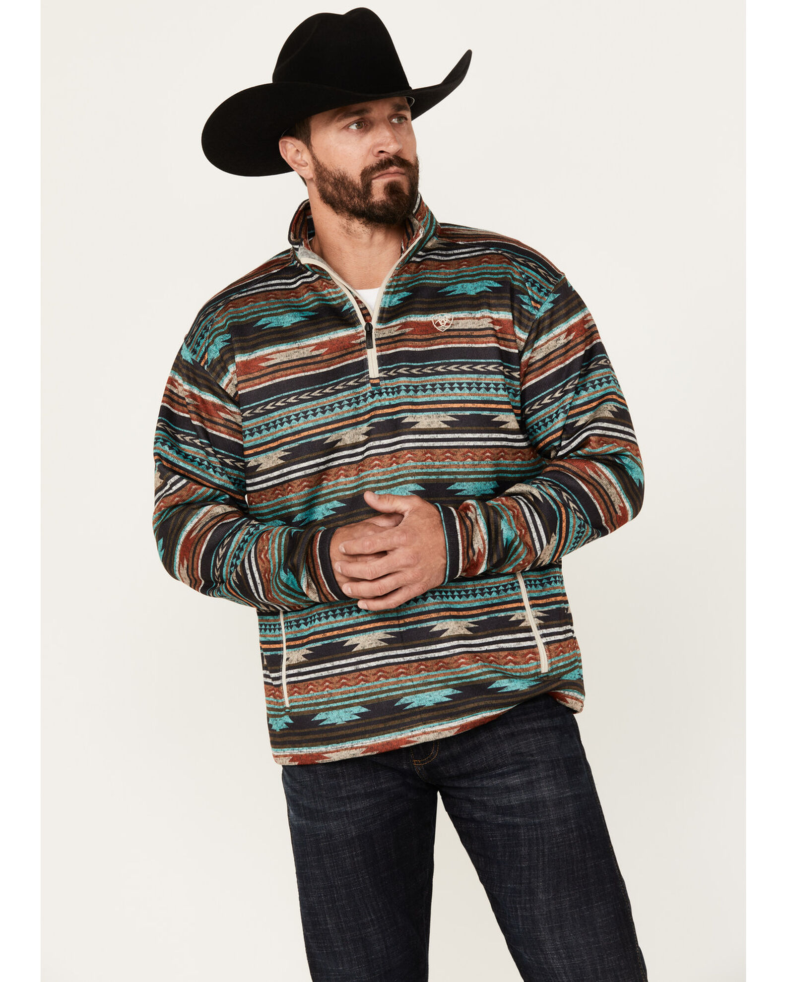 Ariat Men s Caldwell Serape Striped 1 4 Zip Pullover Boot Barn