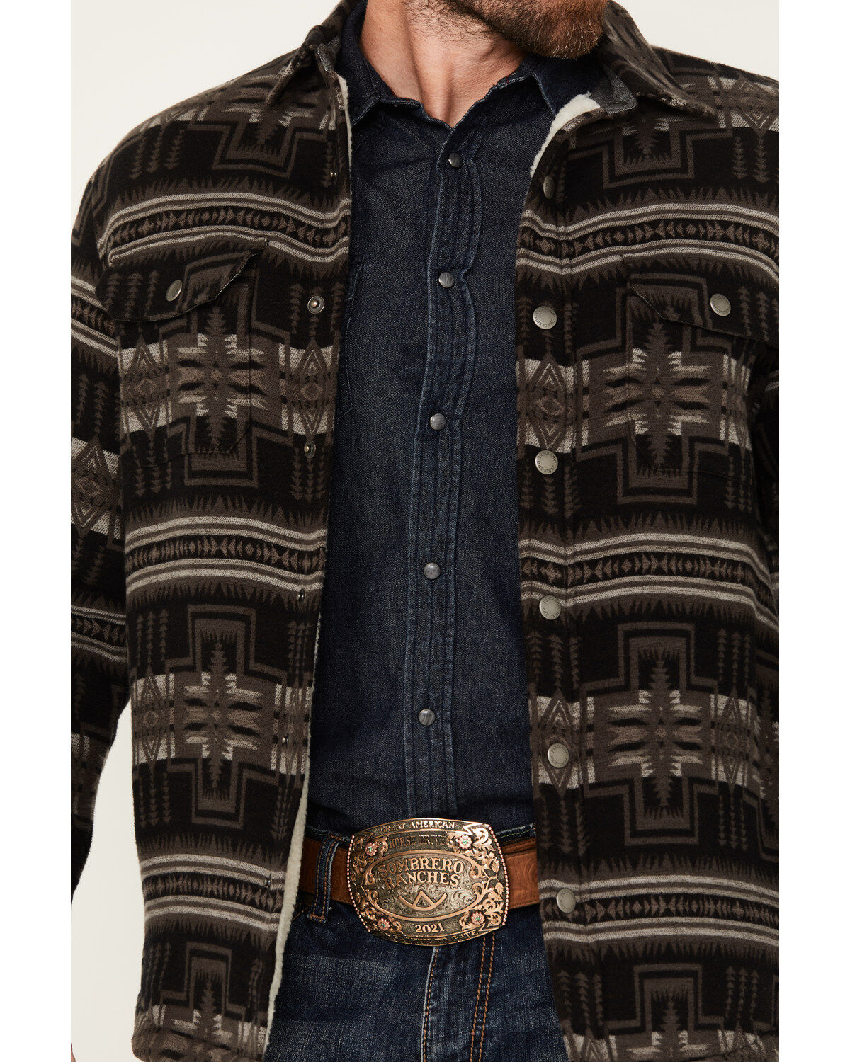 Image #3 - Pendleton Men's Harding Bay City Snap Sherpa Jacket, Charcoal, hi-res