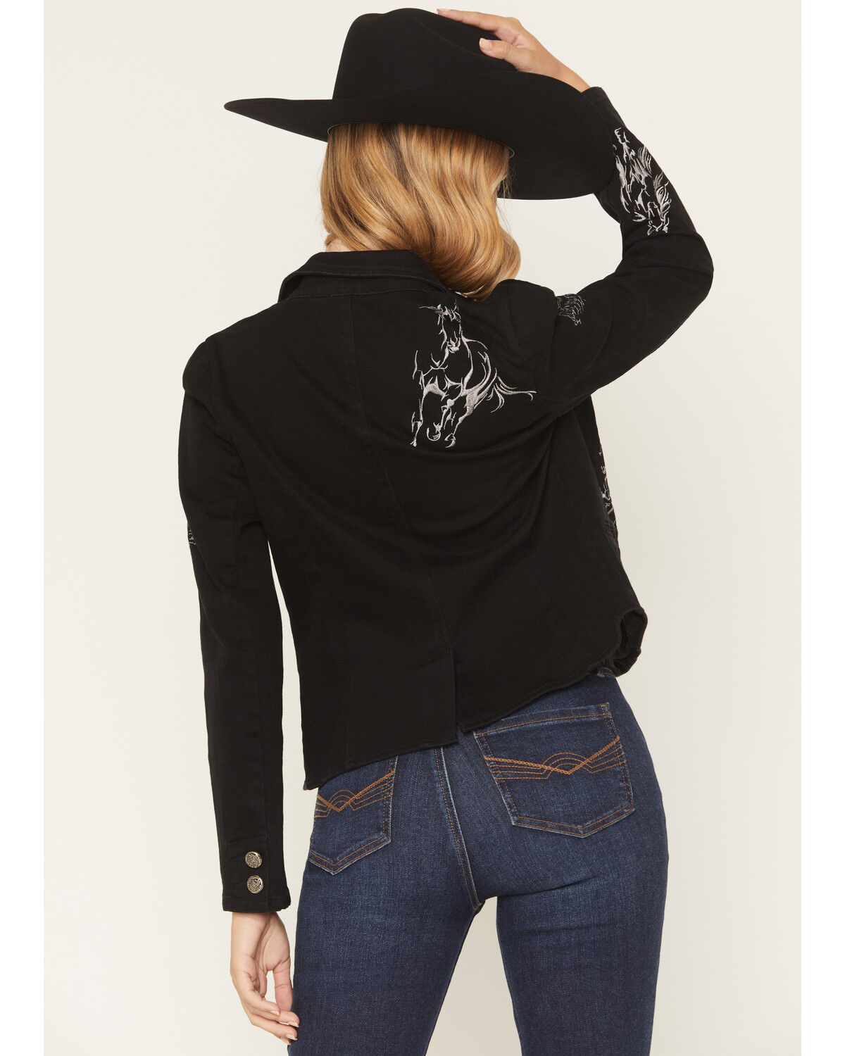Image #4 - Blue B Women's Western Embroidered Blazer, Black, hi-res