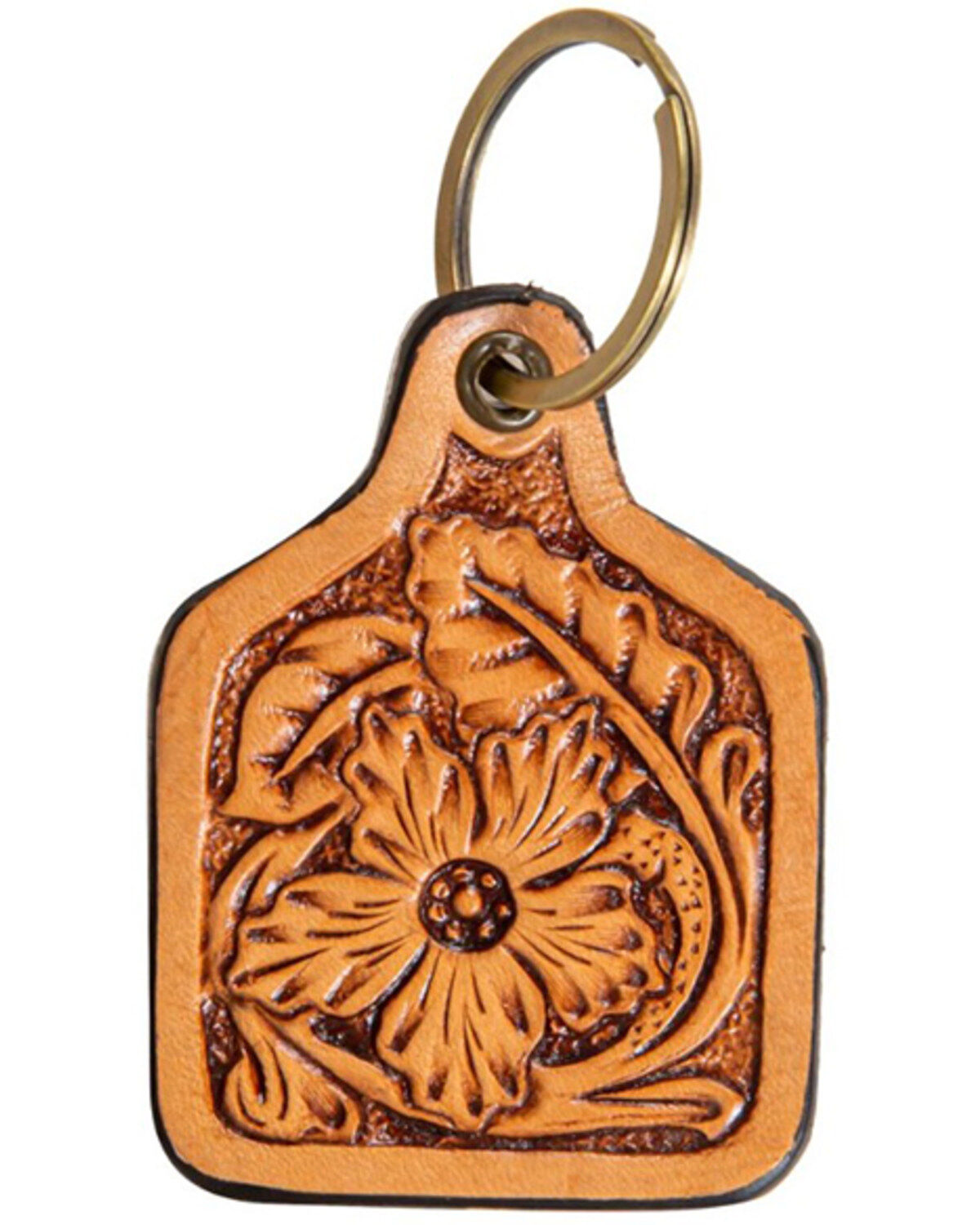 Image #1 - Myra Bag Women's Classic Western Hand-Tooled Key Fob, Brown, hi-res