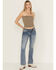 Image #3 - Miss Me Women's Medium Wash Mid Rise Americana Pocket 32" Bootcut Stretch Denim Jeans, Medium Wash, hi-res