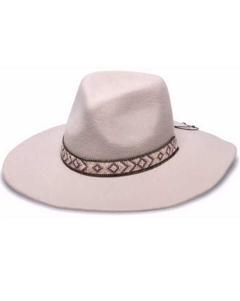 Nikki Beach Women's Tess Southwestern Beaded Felt Western Fashion Hat , Mauve, hi-res