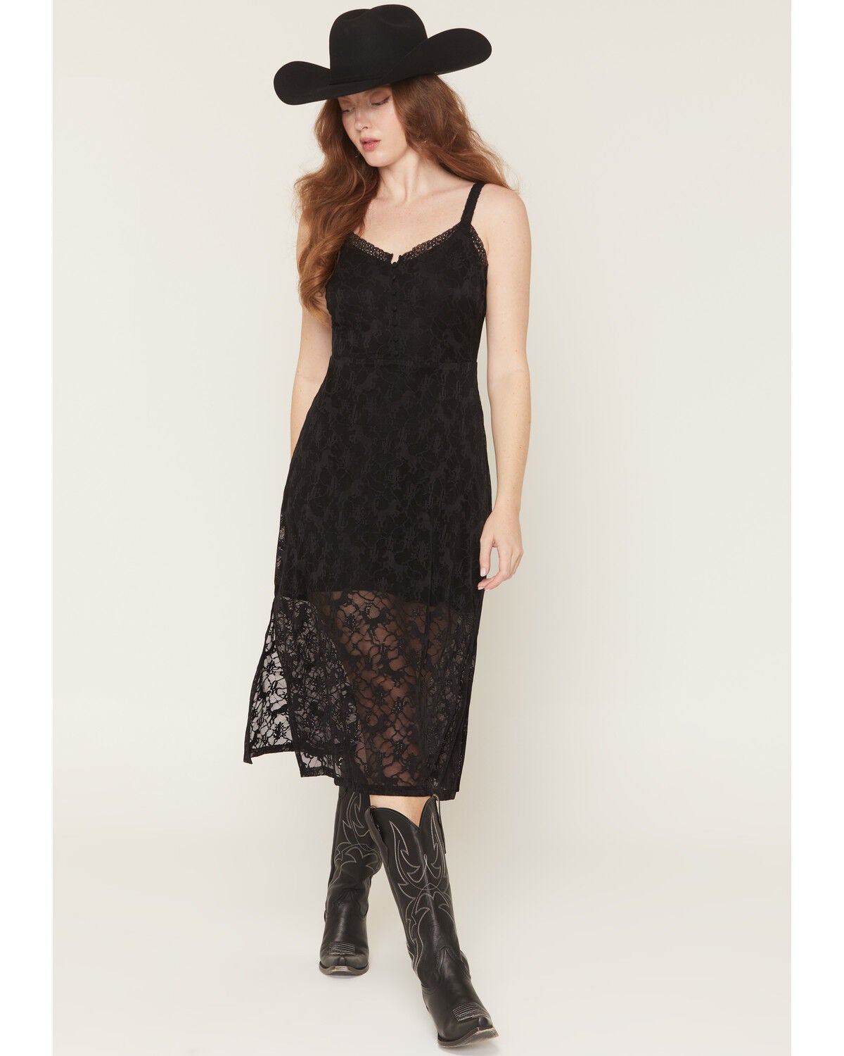 Idyllwind Women's Merle Lace Sleeveless Midi Dress, Black, hi-res