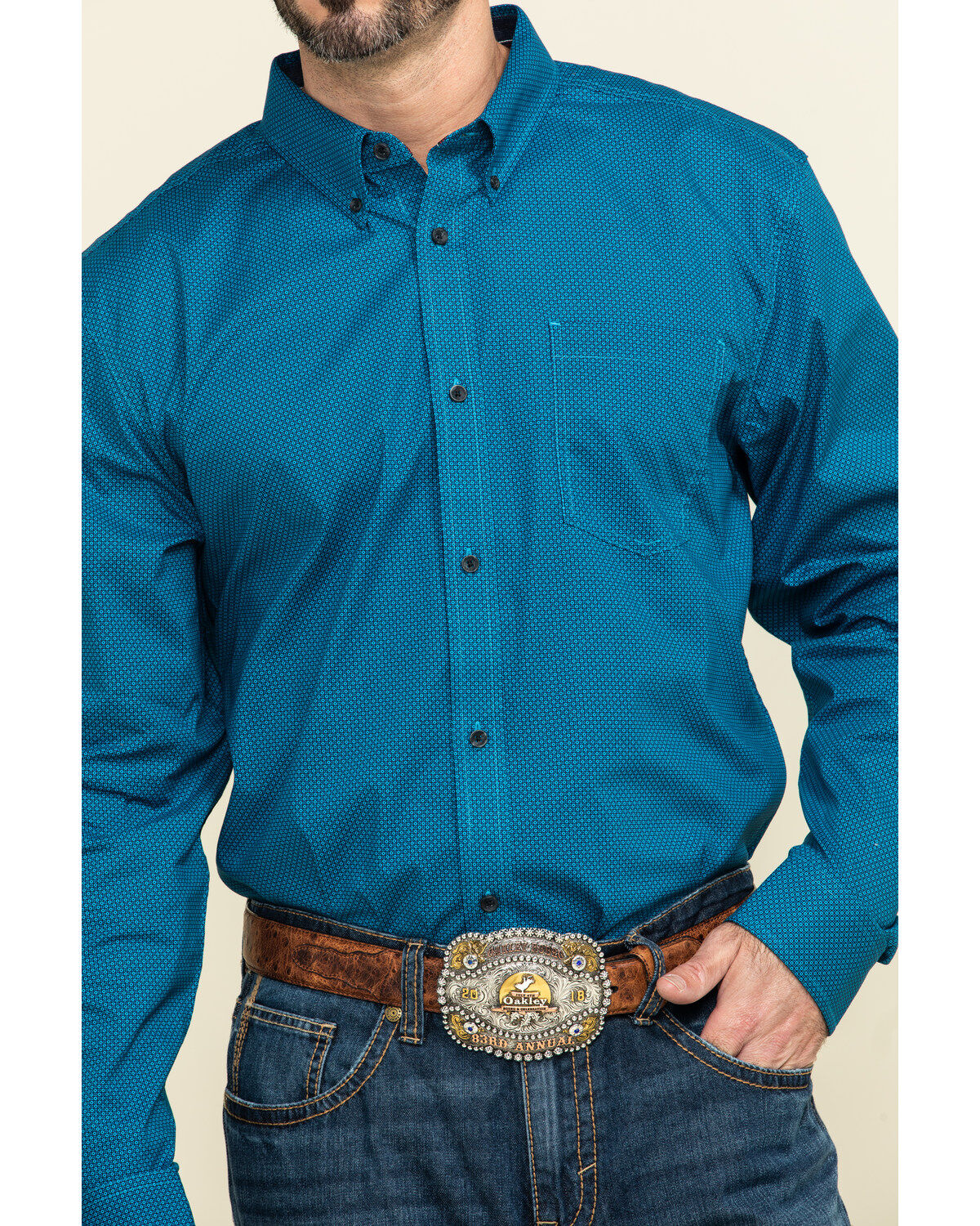 Image #4 - Cody James Core Men's Ringfield Micro Geo Print Long Sleeve Western Shirt, , hi-res