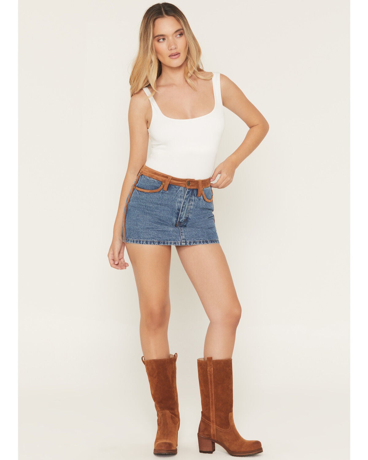 Show Me Your Mumu Women's Dawson Medium Wash Mini Denim Skort, Medium Wash, hi-res