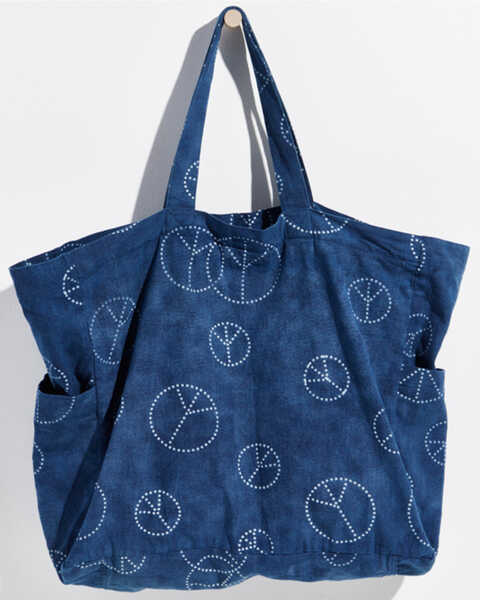 Free People Women's Organic Vegetable Dyed Printed Tote Bag, Blue, hi-res