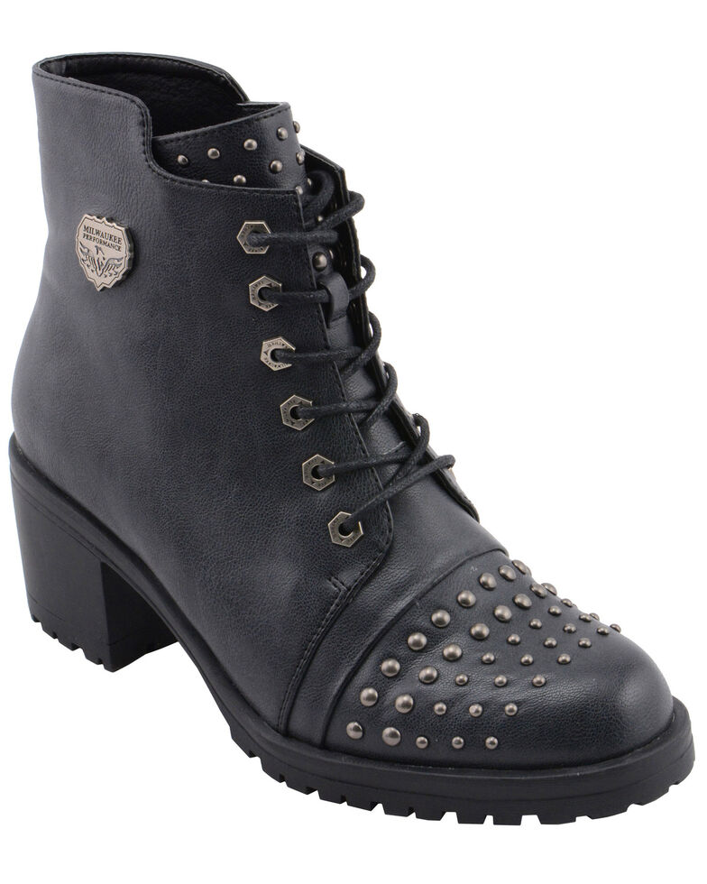 Milwaukee Leather Women's Studded Rocker Boots Round Toe Boot Barn