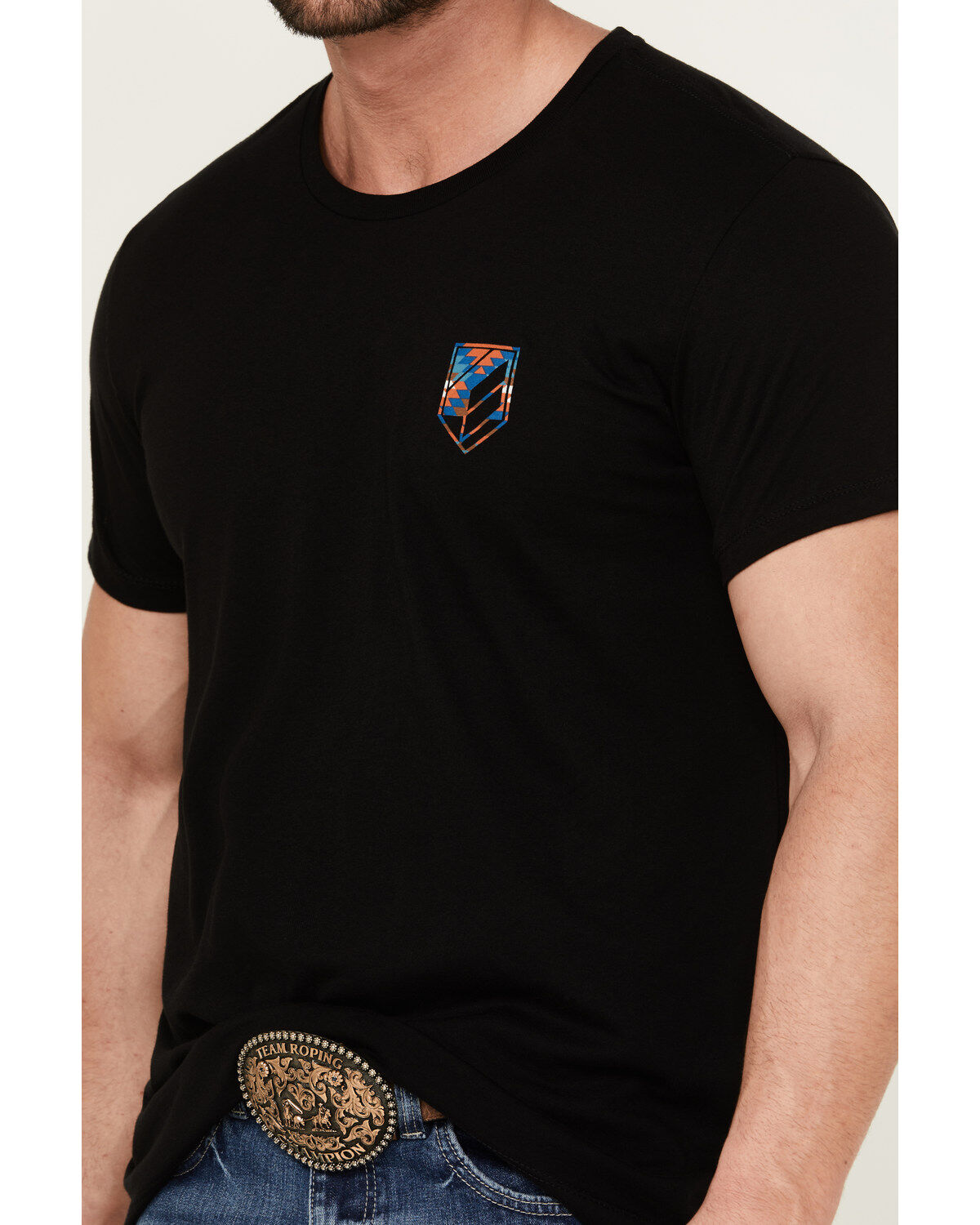 Image #3 - RANK 45® Men's Southwestern Print Bull Logo Short Sleeve Graphic T-Shirt, Black, hi-res