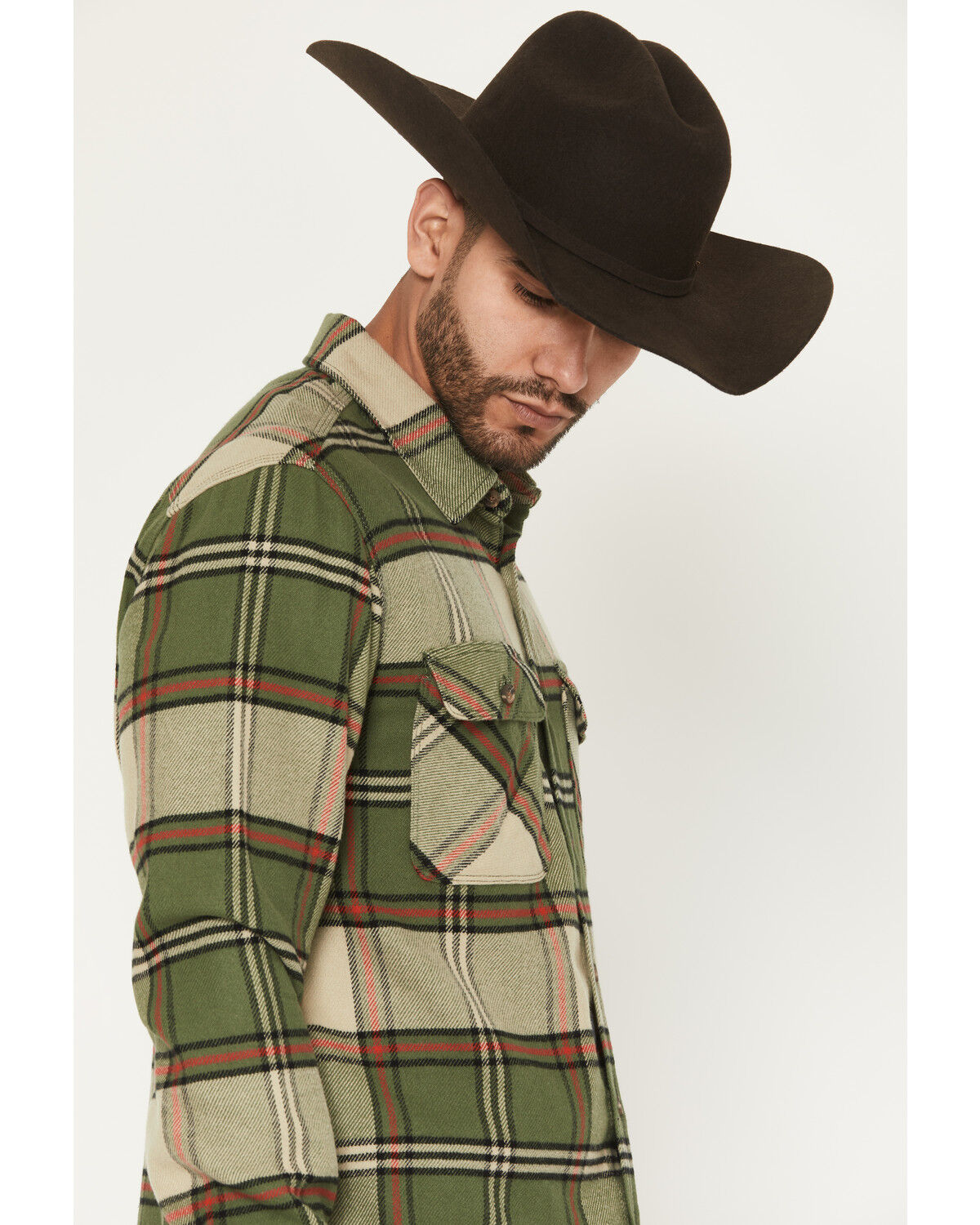 Image #2 - Brixton Men's Bowery Long Sleeve Button-Down Flannel Shirt, Tan, hi-res