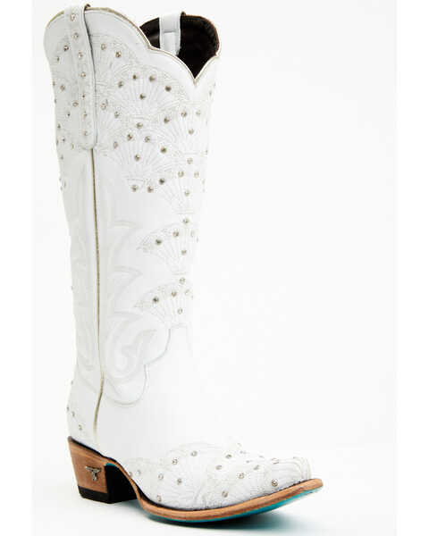 Boot Barn X Lane Women's Exclusive Calypso White Leather Western Bridal Boots - Snip Toe, White, hi-res