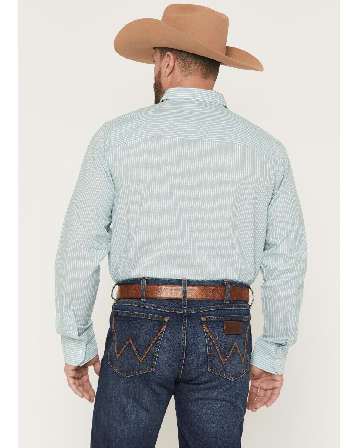 Image #4 - Wrangler X Cody Johnson Men's Striped Long Sleeve Button-Down Western Shirt, Green, hi-res