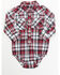 Wrangler Infant Boys' Plaid Print Long Sleeve Onesie, Red, hi-res