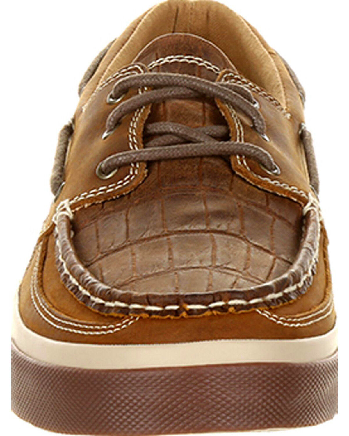 Image #4 - Durango Men's Brown Music City Gator Emboss Boat Shoes , , hi-res