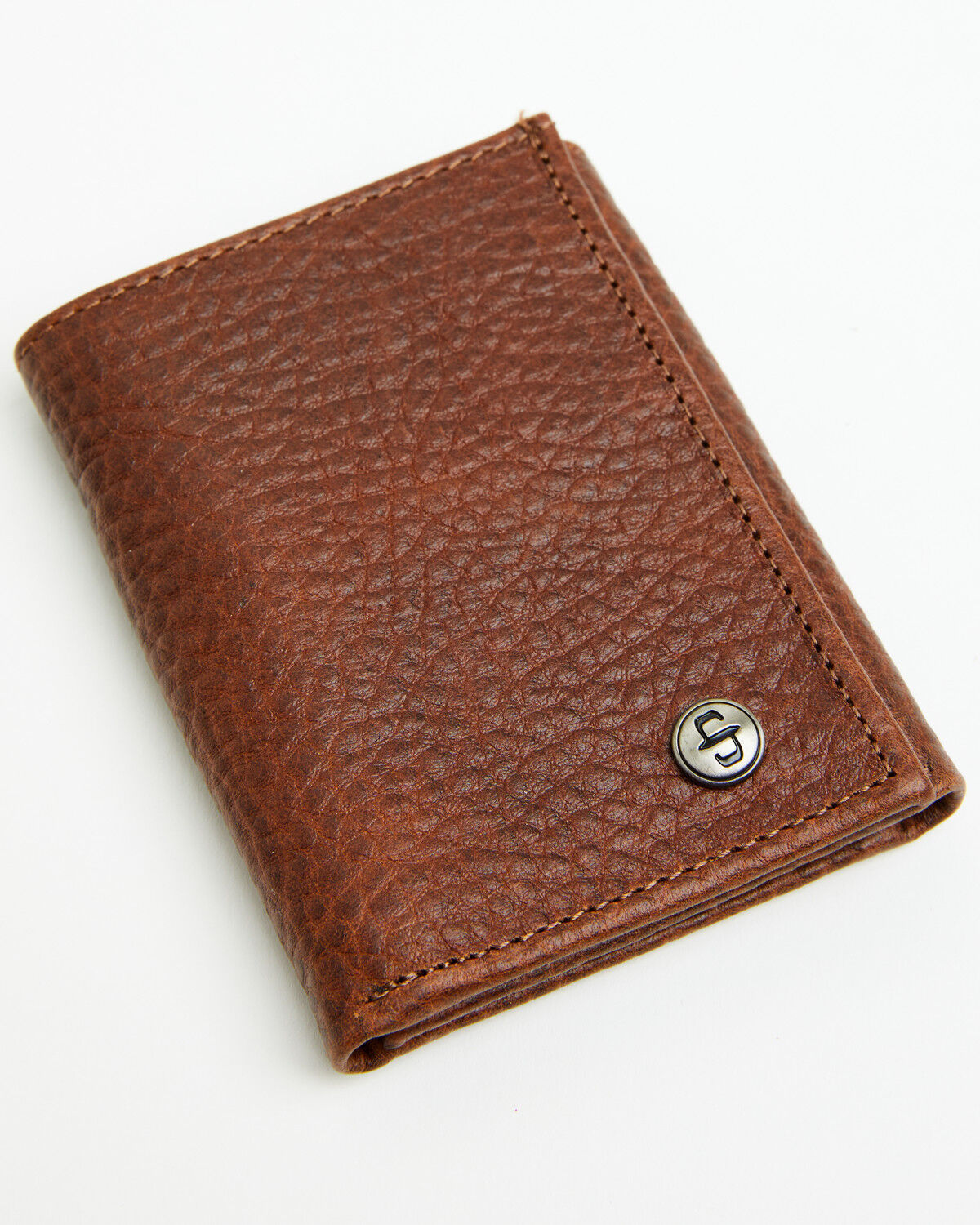 Image #1 - Stetson Men's Pebble Leather Tri-Fold Wallet, Brown, hi-res
