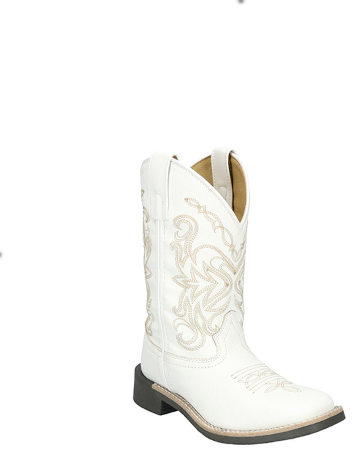 Image #1 - Smoky Mountain Little Girls' Bonnie Western Boots - Broad Square Toe, White, hi-res
