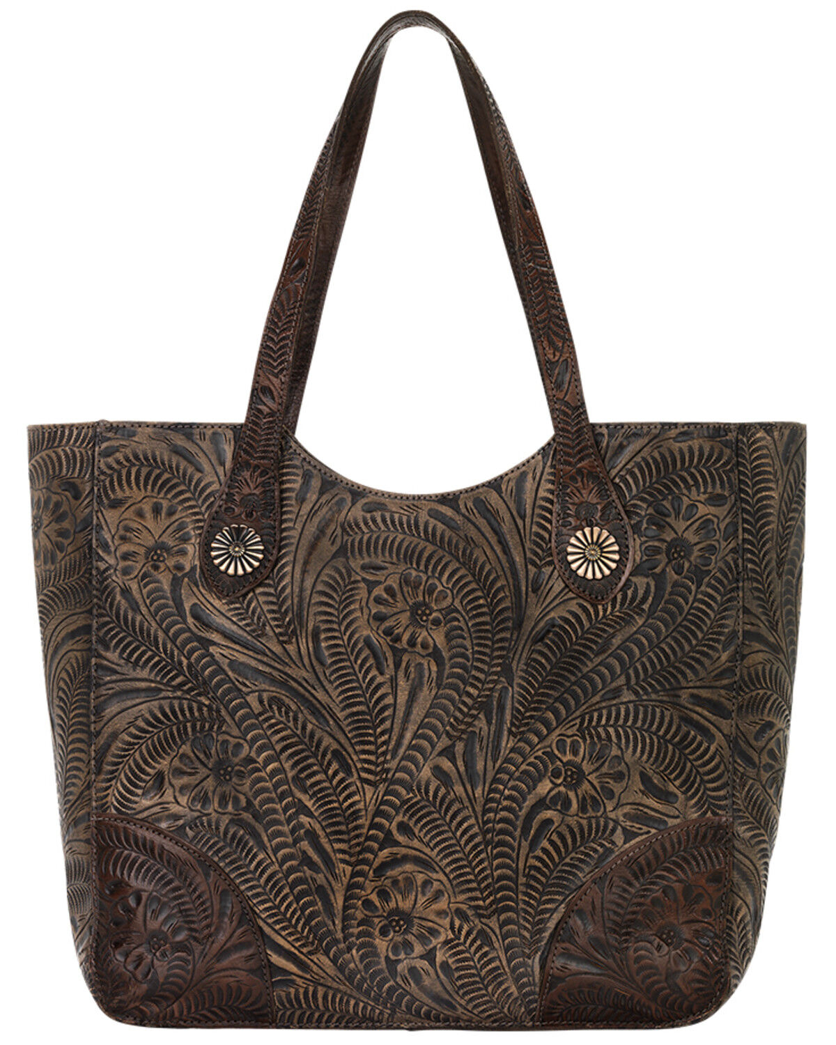 Image #2 - American West Women's Annie's Secret Collection Brown Distressed Large Zip Top Tote, Brown, hi-res