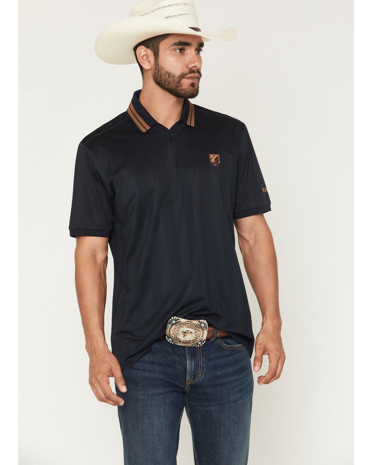 Image #1 - RANK 45&reg; Men's Hoss Jersey Short Sleeve V-Neck Stretch Polo Shirt, Navy, hi-res