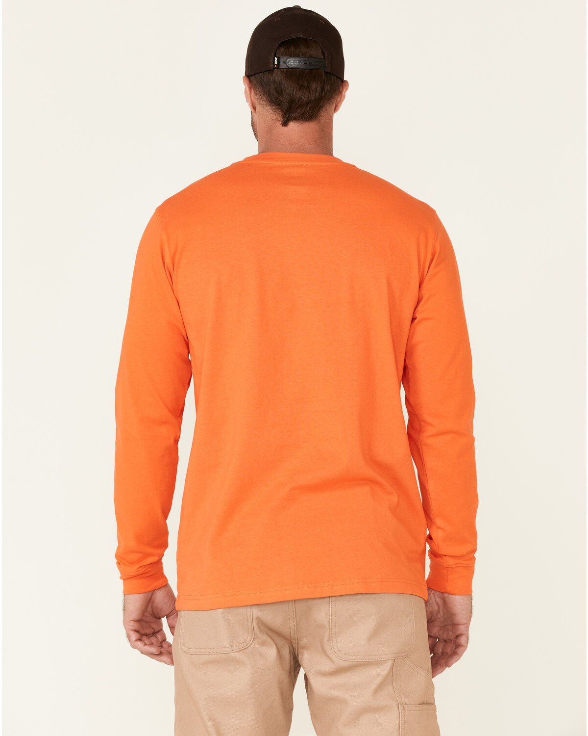 Image #4 - Hawx Men's Forge Long Sleeve Work Pocket T-Shirt, Orange, hi-res