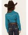 Image #4 - Ely Walker Girls' Southwestern Print Long Sleeve Pearl Snap Western Shirt, Teal, hi-res