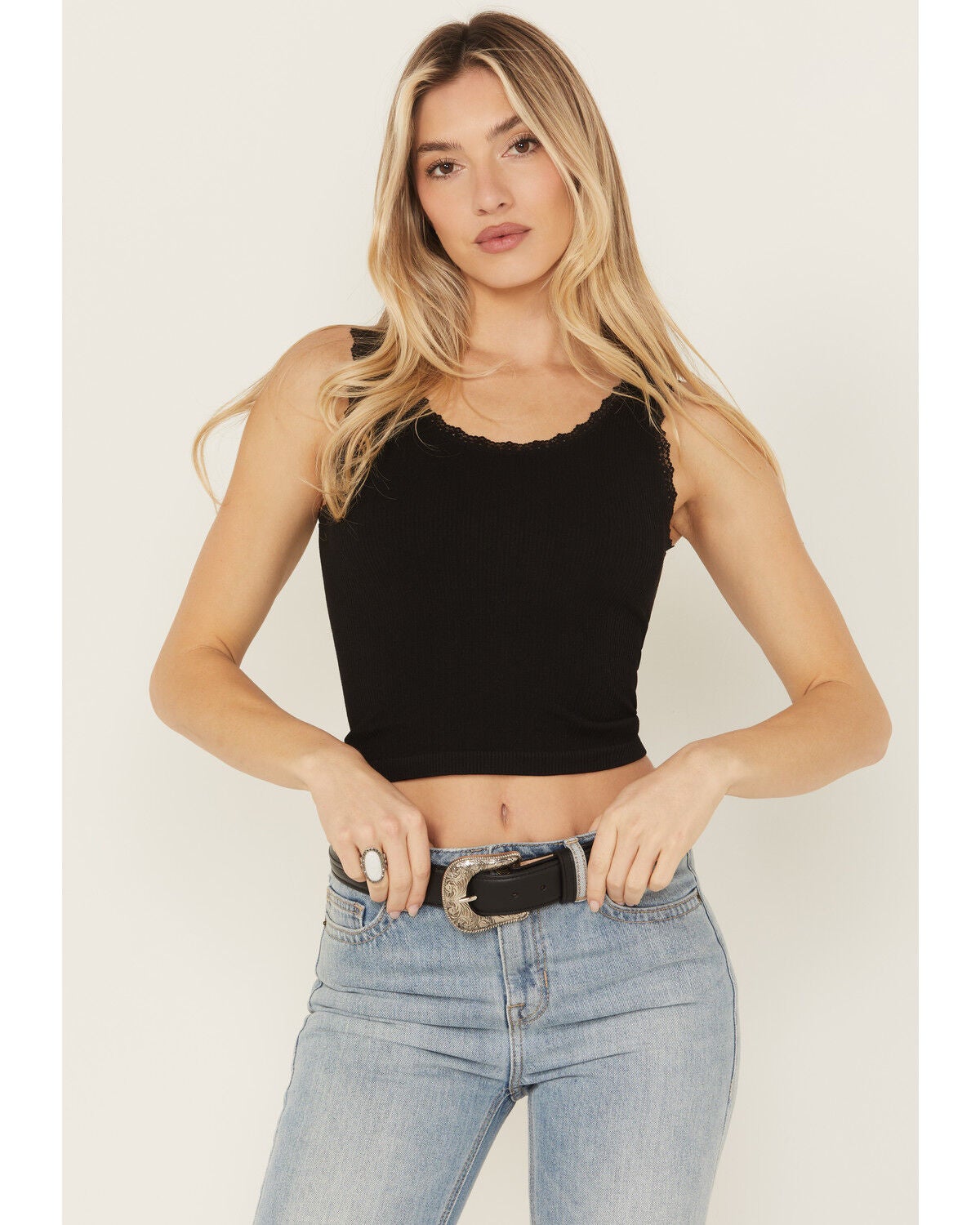 Image #1 - Fornia Women's Lace Trim Brami, Black, hi-res
