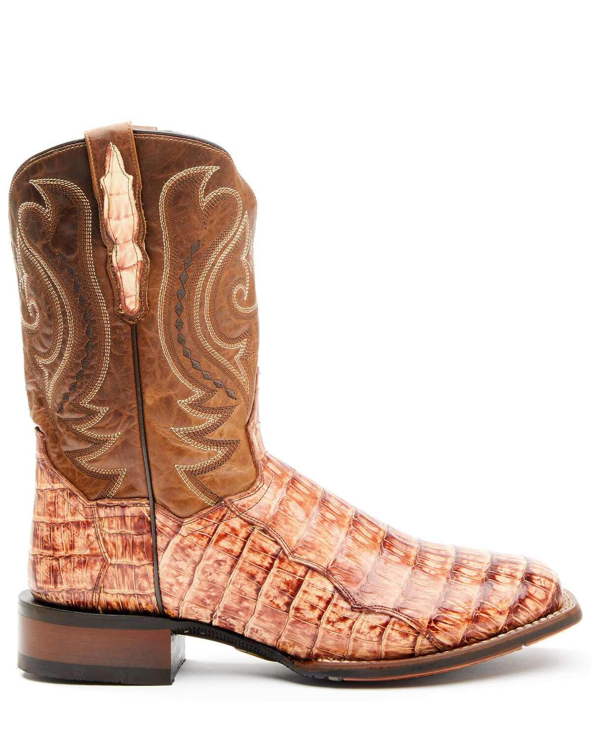 Image #2 - Dan Post Men's Tan Caiman Belly Western Boots - Broad Square Toe, Tan, hi-res