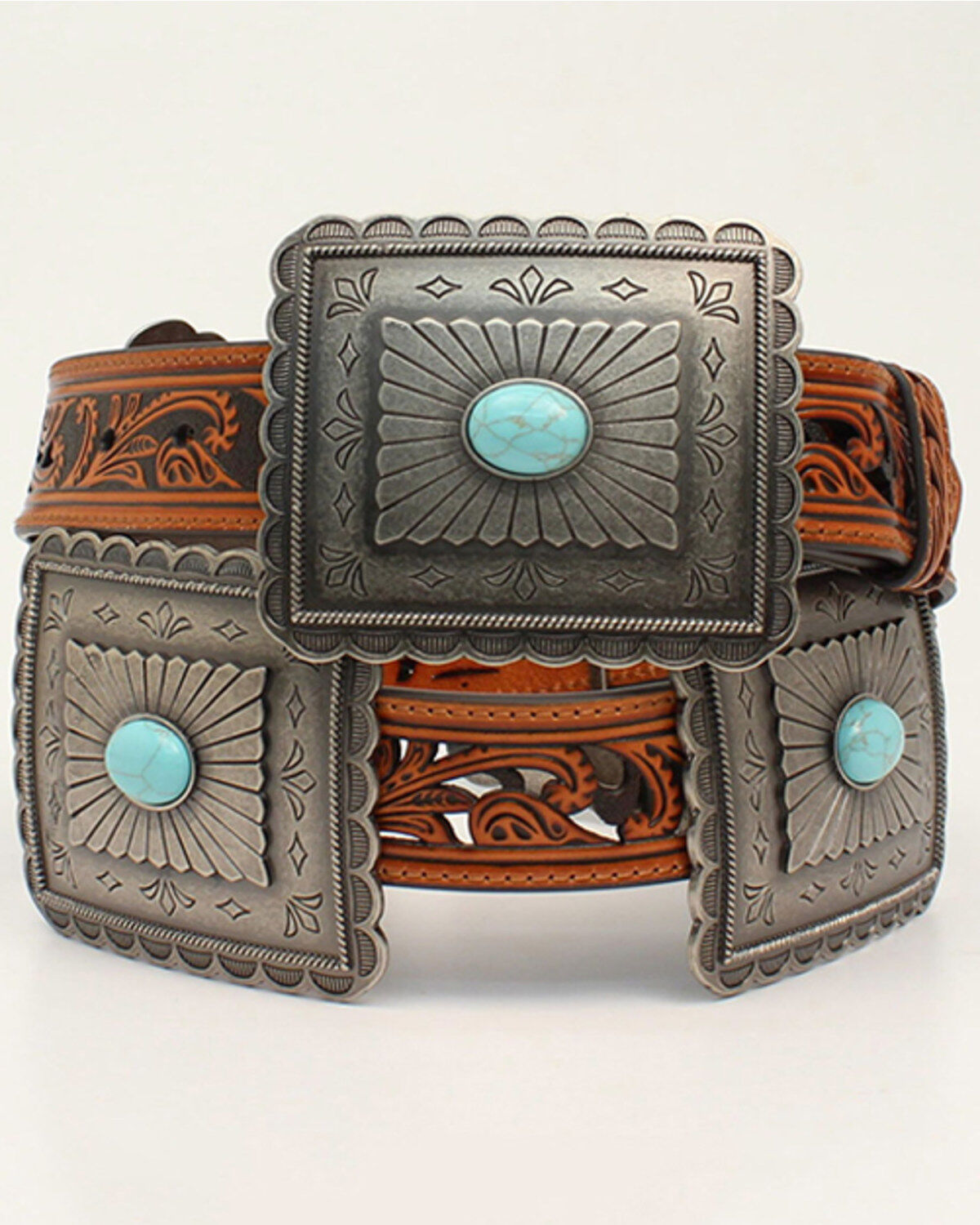 Image #1 - Ariat Women's Turquoise Concho Western Belt, Tan, hi-res