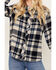 Idyllwind Women's Plaid Print Long Sleeve Woodlands Feather Western Snap Shirt, Slate, hi-res