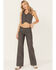 Image #2 - Idyllwind Women's Annex Herringbone Revel Mid Rise Stretch Trouser Pants, Black, hi-res