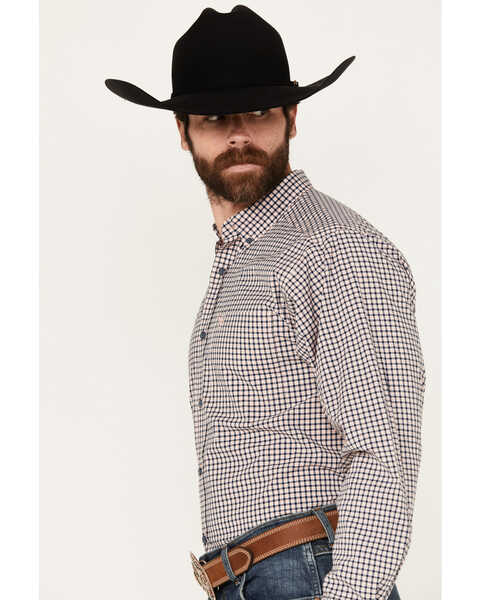 Image #2 - Ariat Men's Oswald Plaid Print Long Sleeve Button-Down Western Shirt, Peach, hi-res