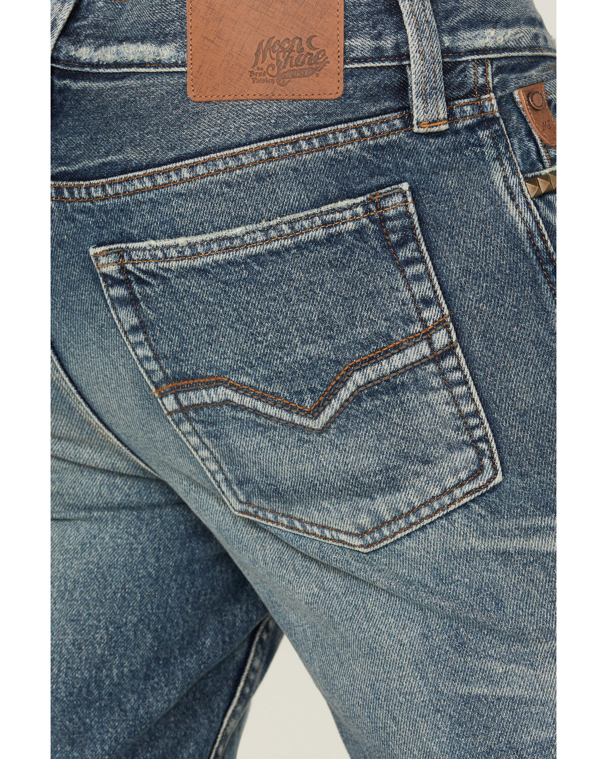 Image #4 - Moonshine Spirit Men's Slasher Wash Decker Slim Straight Rigid Denim Jeans, Medium Wash, hi-res
