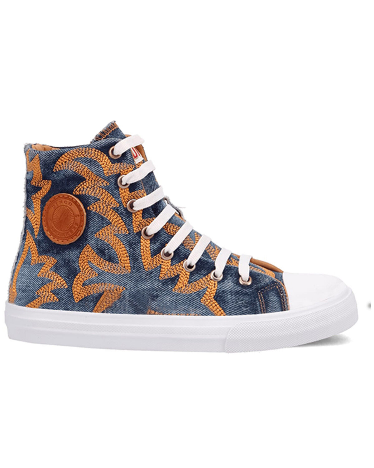 Image #2 - Dingo Women's Denim Western Stitched High-Top Sneakers, Blue, hi-res