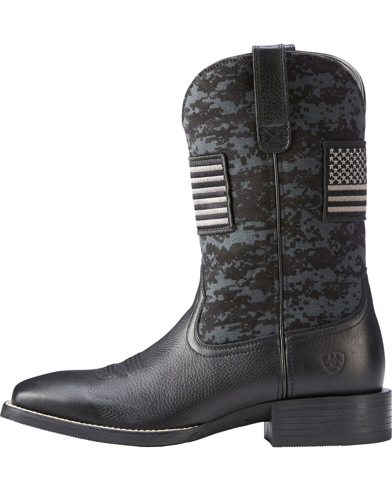 Ariat Men's Black Camo Sport Patriot Western Boots Square Toe Boot Barn