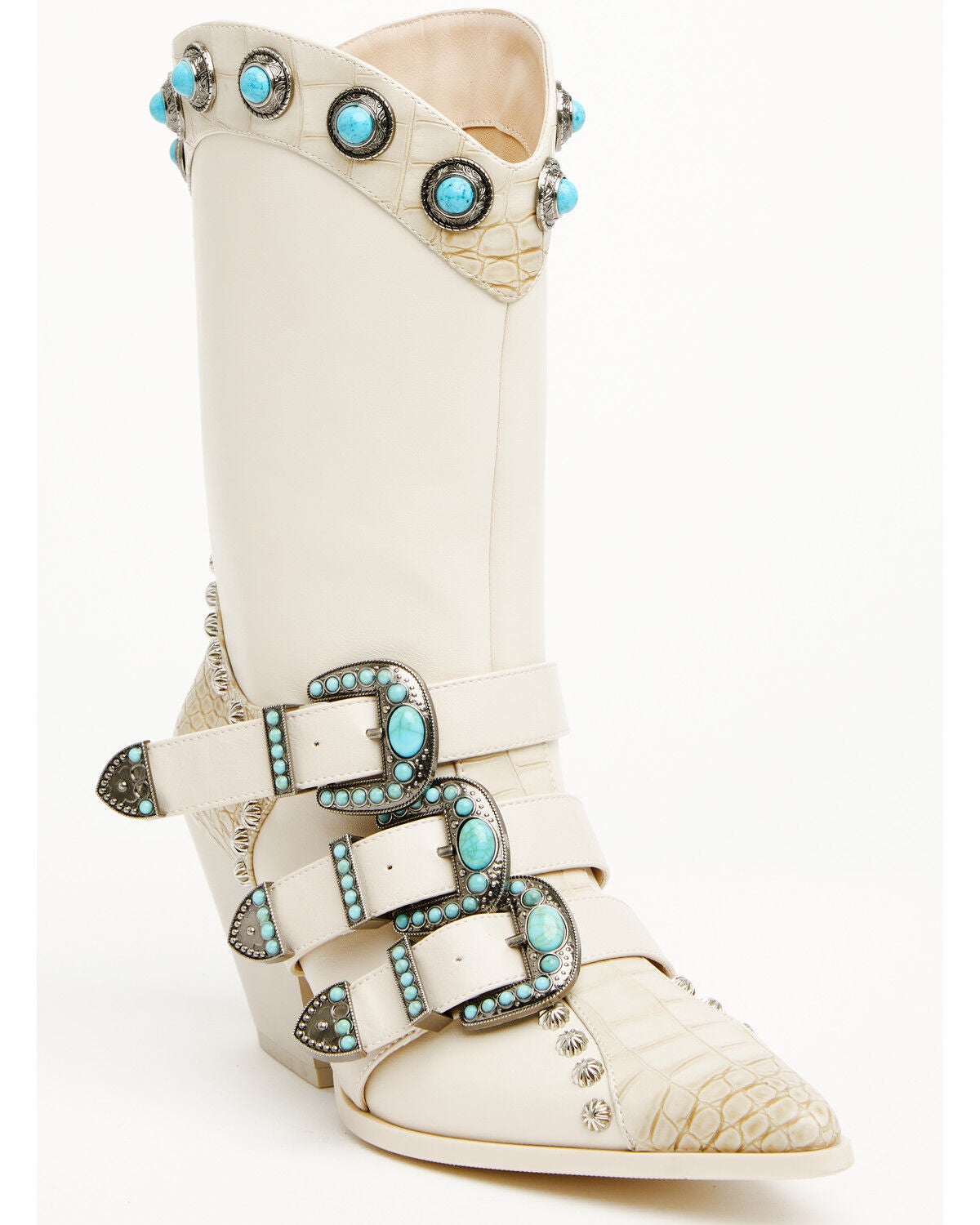 Azalea Wang Women's Balmoral Western Boots - Snip Toe, Ivory, hi-res