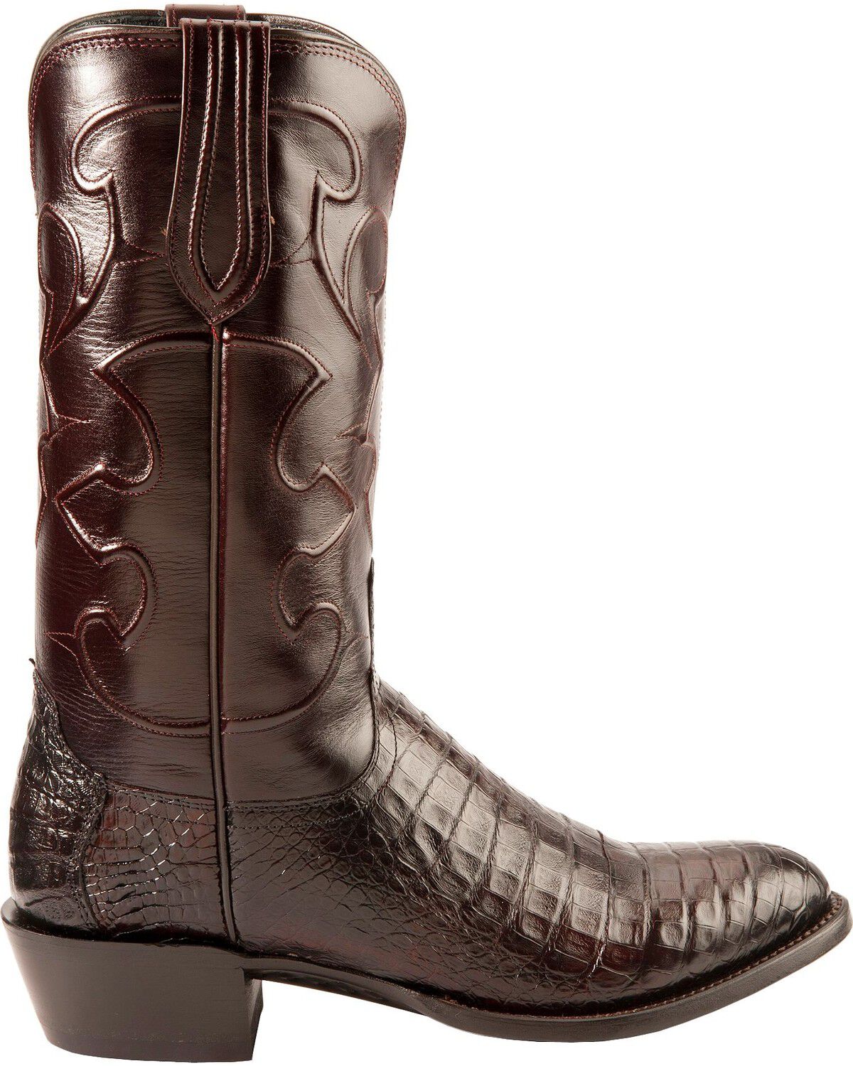 Mens Cherry Crocodile Back Design Western Wear Cowboy Boots Leather Round Toe 