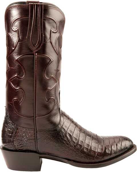 Image #2 - Lucchese Handmade 1883 Black Cherry Crocodile Belly Cowboy Boots - Medium Toe, , hi-res