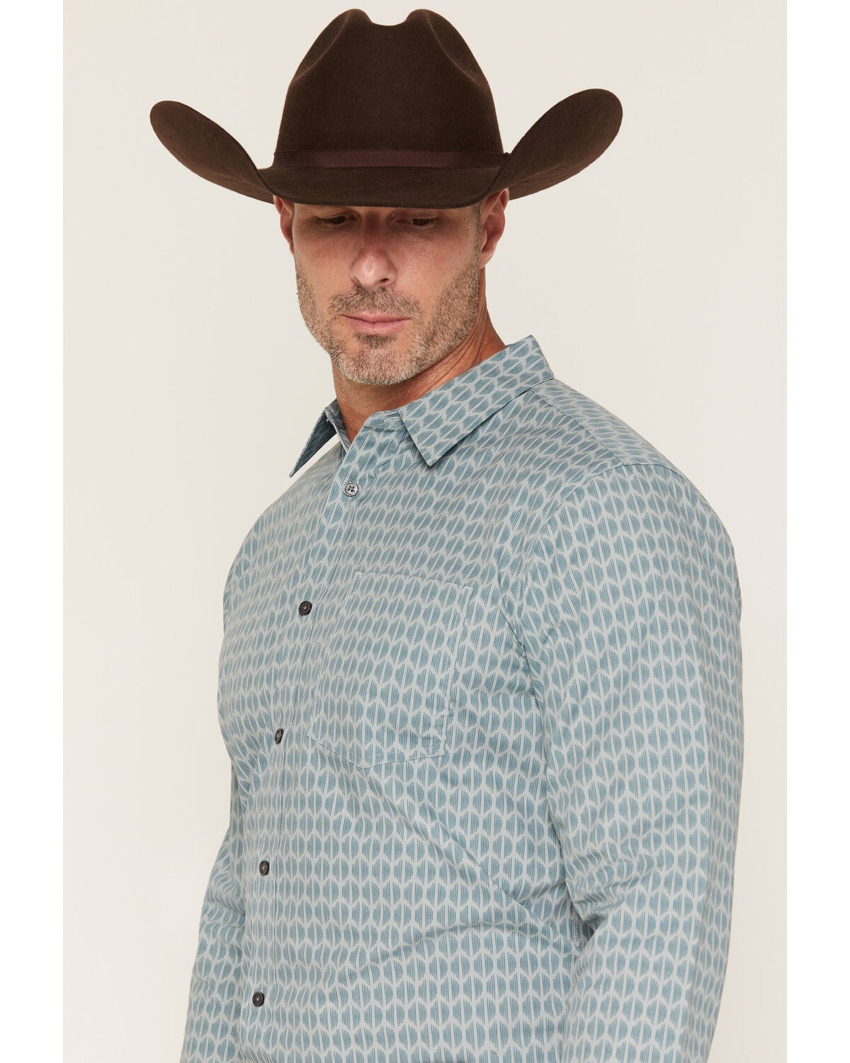 Image #2 - Gibson Trading Co Men's Digital Mind Geo Print Long Sleeve Button-Down Western Shirt, Aqua, hi-res