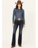 Image #1 - Wrangler Women's Madilyn Dark Wash Bespoke High Rise Flare Stretch Denim Jeans, Dark Wash, hi-res