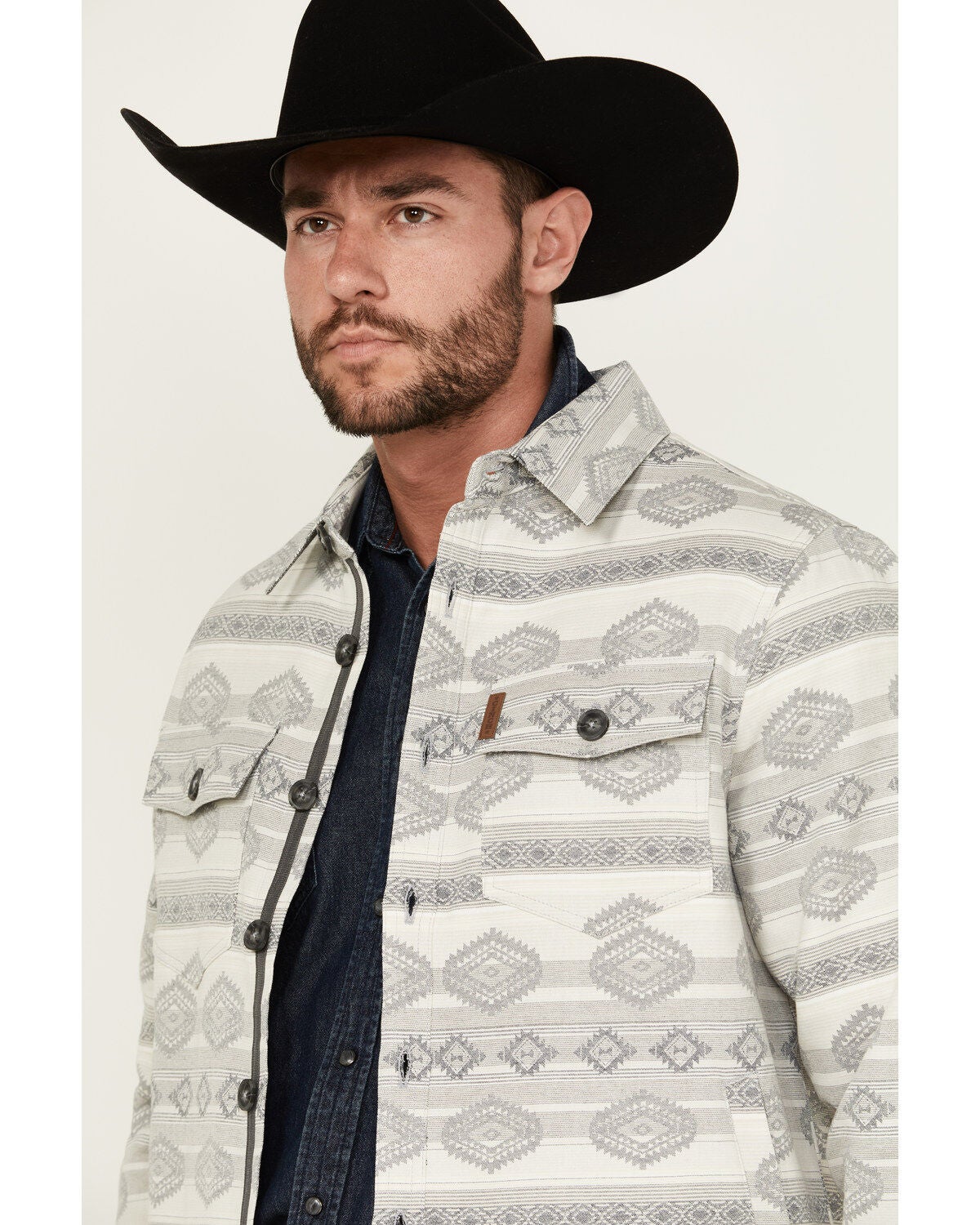 Image #2 - Cinch Men's Southwestern Jacquard Print Shirt Jacket, , hi-res
