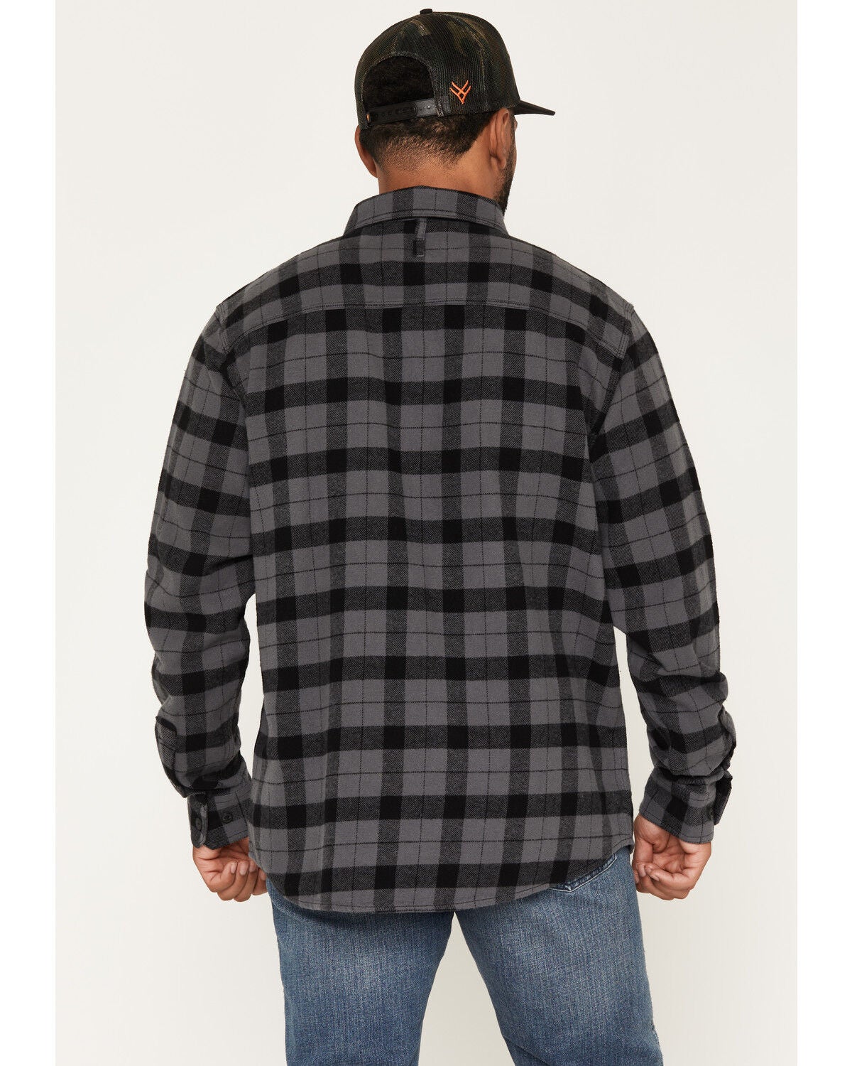 Image #4 - Hawx Men's Outlaw Plaid Print Long Sleeve Button-Down Flannel Work Shirt, Grey, hi-res