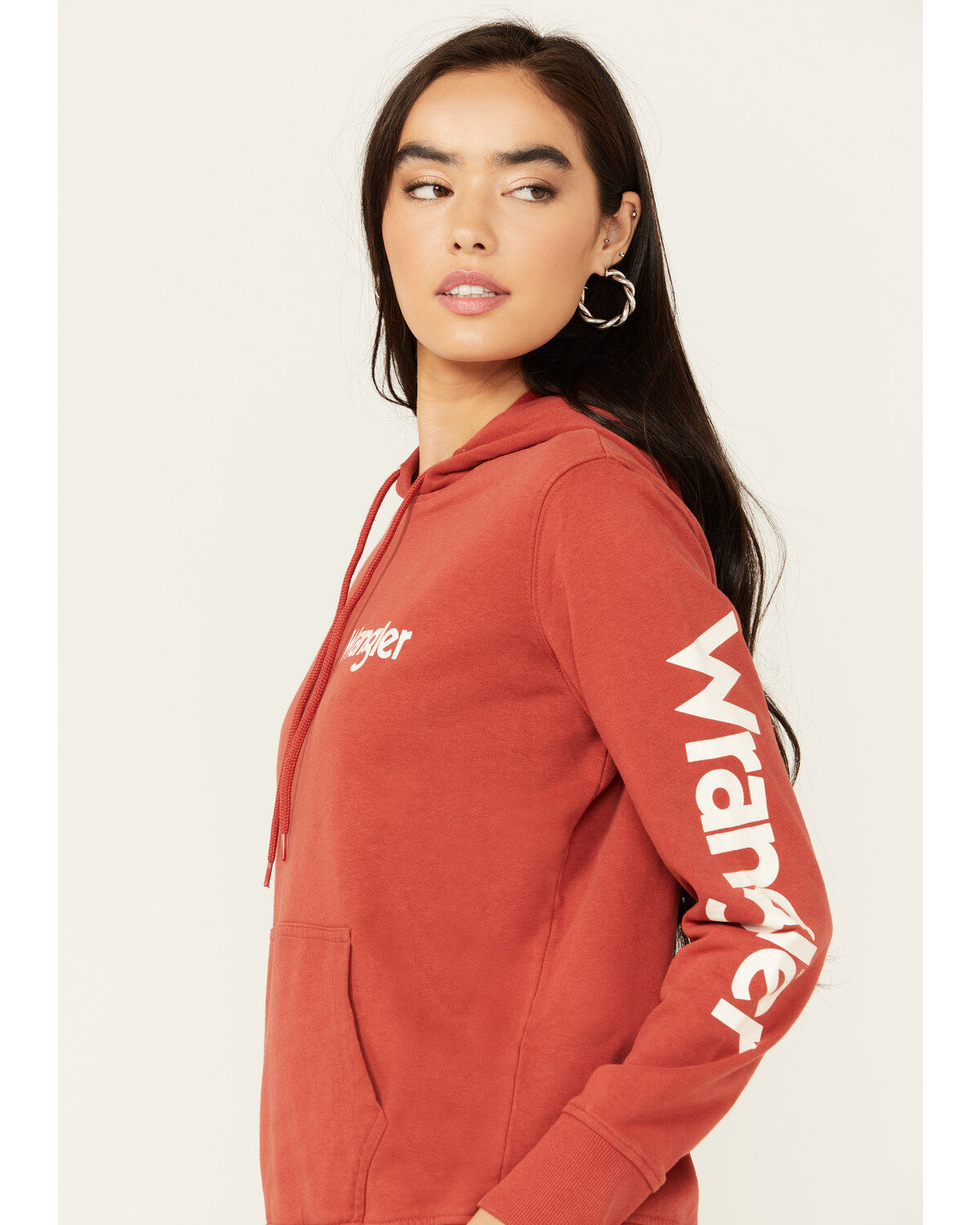 Image #2 - Wrangler Retro Women's Logo Pullover Hoodie, Red, hi-res