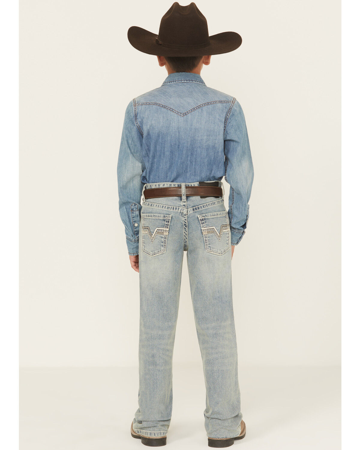 Image #3 - Rock & Roll Denim Boys' Light Wash Bootcut Stretch Denim Jeans, Blue, hi-res