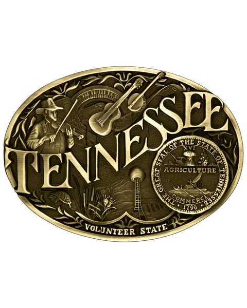 Montana Silversmiths Tennessee State Belt Buckle, Gold, hi-res