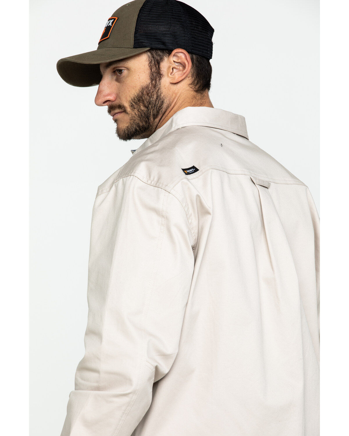 Image #5 - Hawx Men's Khaki Stretch Twill Long Sleeve Work Shirt, Beige/khaki, hi-res