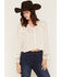Image #1 - Wild Moss Women's Floral Lace Trim Top, Ivory, hi-res