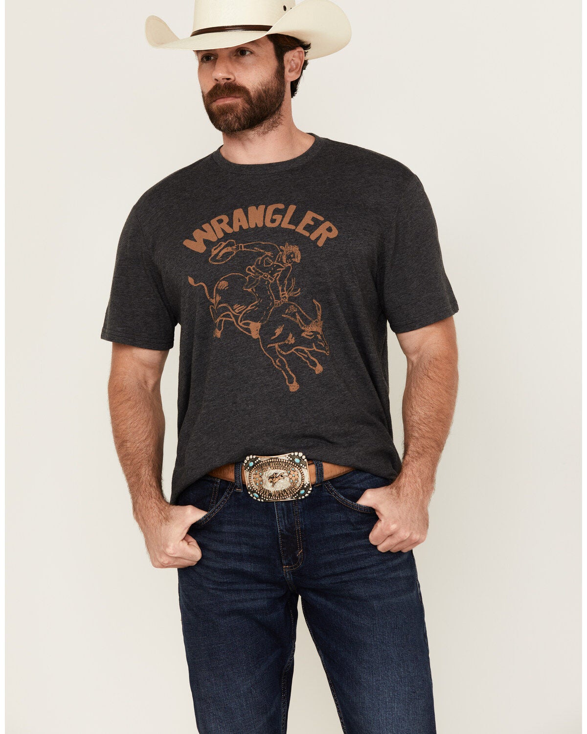 Image #1 - Wrangler Men's Bucking Bull Logo Short Sleeve Graphic T-Shirt, , hi-res